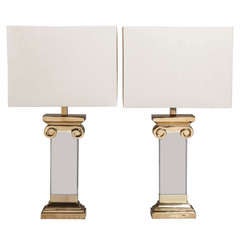 Pair of Lucite and Brass Table Lamps - C. Hollis Jones