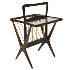 Gio Ponti Style Brass-Accented Italian Magazine Table Gio Ponti Style Brass-Accented Italian Magazine Table