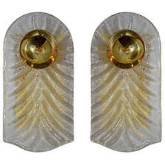 Pair of Murano Glass and Brass Sconces 6