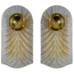 Pair of Murano Glass and Brass Sconces