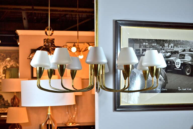 Large Scale Brass Chandelier by Arne Jacobsen