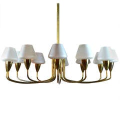 Large Scale Brass Chandelier by Arne Jacobsen