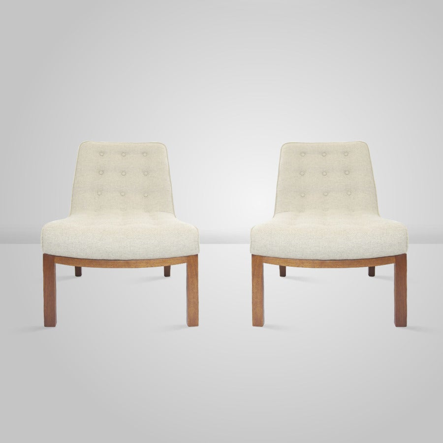 Mid-Century Modern Pair of Slipper Chairs by Edward Wormley for Dunbar, Model 5000A