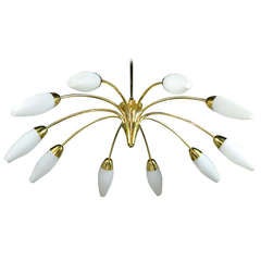 34" Brass Stilnovo Chandelier