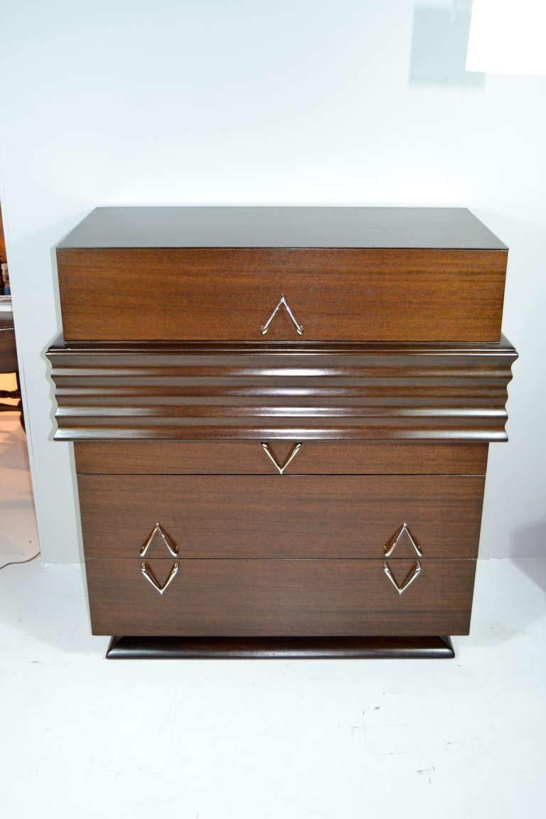 American Deco Style Gentleman's Chest of Drawers, 1970s For Sale