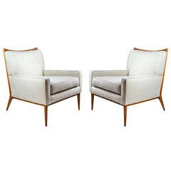 Paul McCobb for Directional Walnut Frame Lounge Chairs, circa 1950s