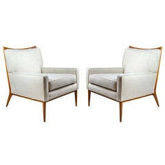 Paul McCobb for Directional Walnut Frame Lounge Chairs, circa 1950s