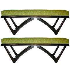 Pair of Adrian Pearsall Bow-Tie Benches