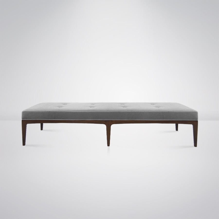 Mid-Century Modern Extra Long Paul McCobb Style Bench in Grey Mohair