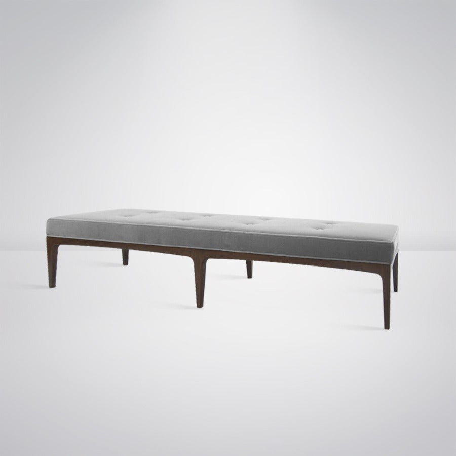 American Extra Long Paul McCobb Style Bench in Grey Mohair
