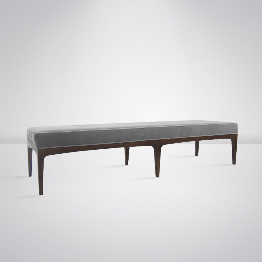 20th Century Extra Long Paul McCobb Style Bench in Grey Mohair