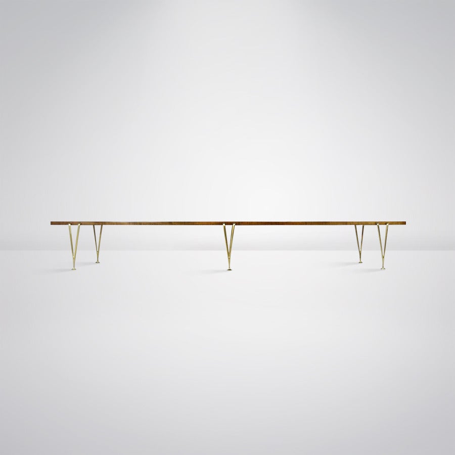 Mid-Century Modern Suspended Beam Bench by Hugh Acton