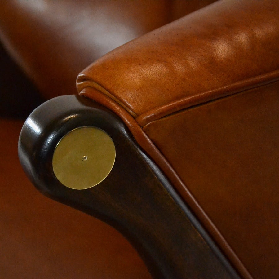 Modernist Karpen Lounge Chairs in Cognac Leather, circa 1950s 2