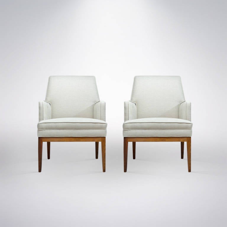 Mid-Century Modern Pair of High Back Armchairs by Jens Risom