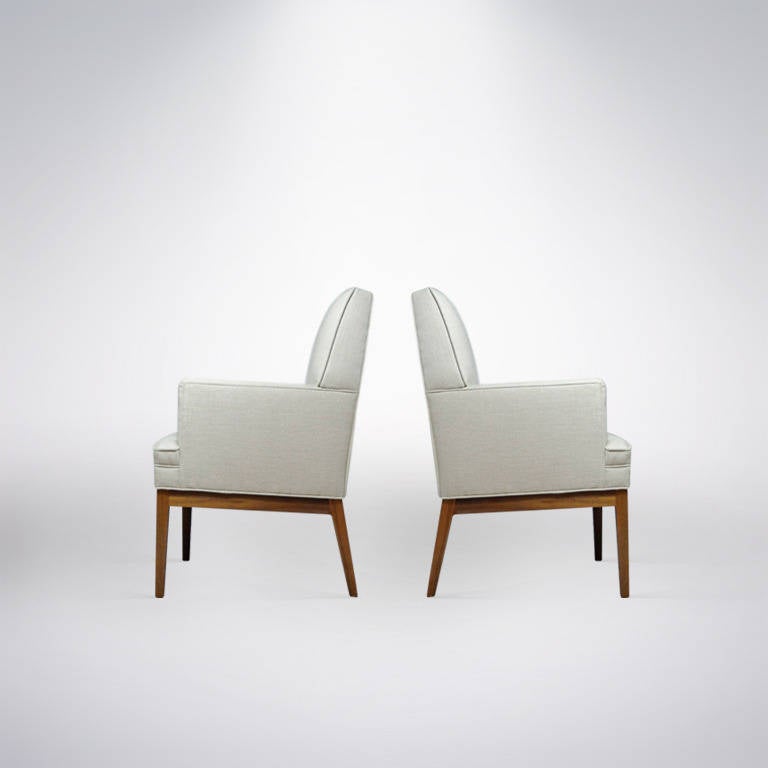 American Pair of High Back Armchairs by Jens Risom