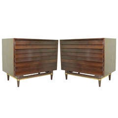 Pair of Walnut Mid-century Chests of Drawers