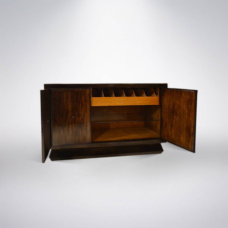 Polished Diamond Front Credenza or Console in Sapele Mahogany