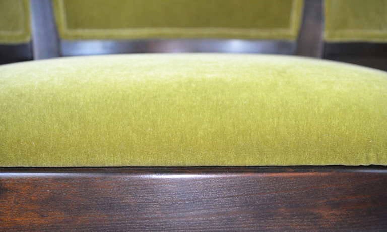 Pair of Chartreuse Mohair Armchairs by Edward Wormley 1