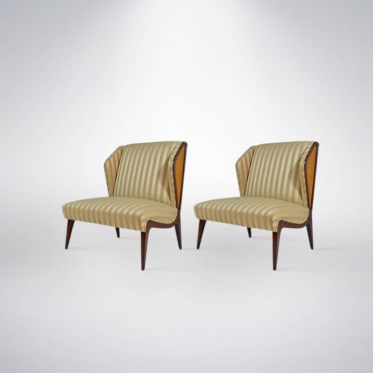 Cane Mid-Century Italian Lounge Chairs after Paolo Buffa