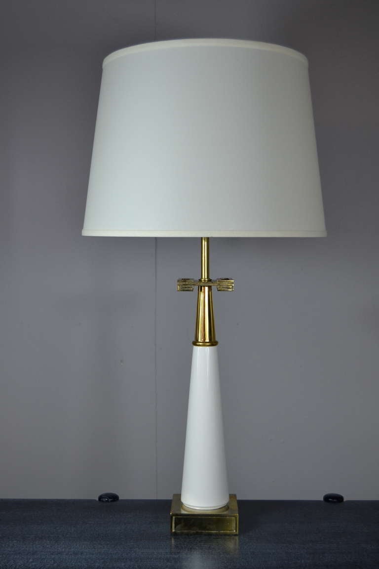Pair of Greek Key Table Lamps by Stiffel