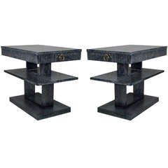 Pair of Gibbings Style Cerused Side / End Tables