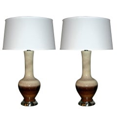Mid-century Pair of Italian Drip Glazed Lamps