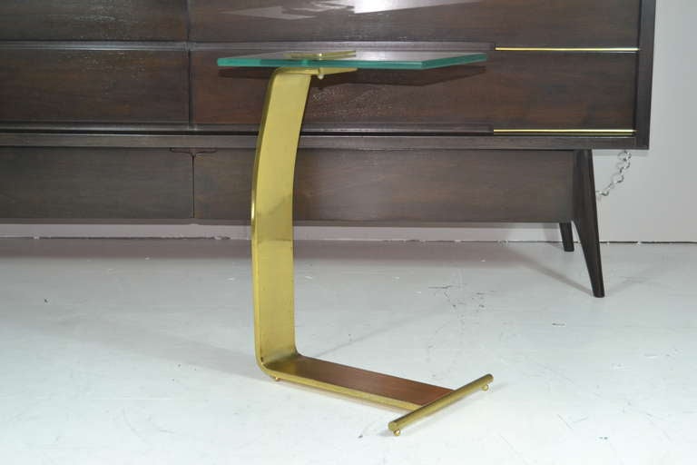 Cantilevered Brass Side Table after Karl Springer