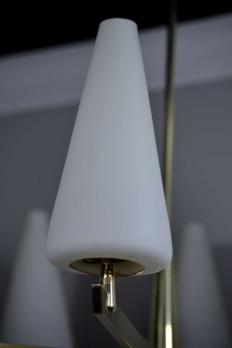 Italian Brass and Frosted Glass Chandelier 4
