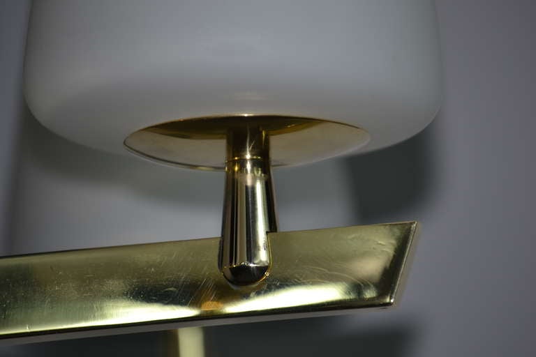 Italian Brass and Frosted Glass Chandelier 5