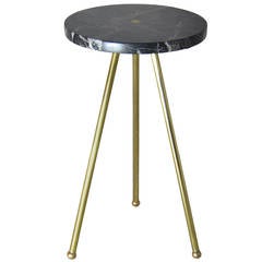 Tripod Brass and Marble Occasional Table, Italy 1960s