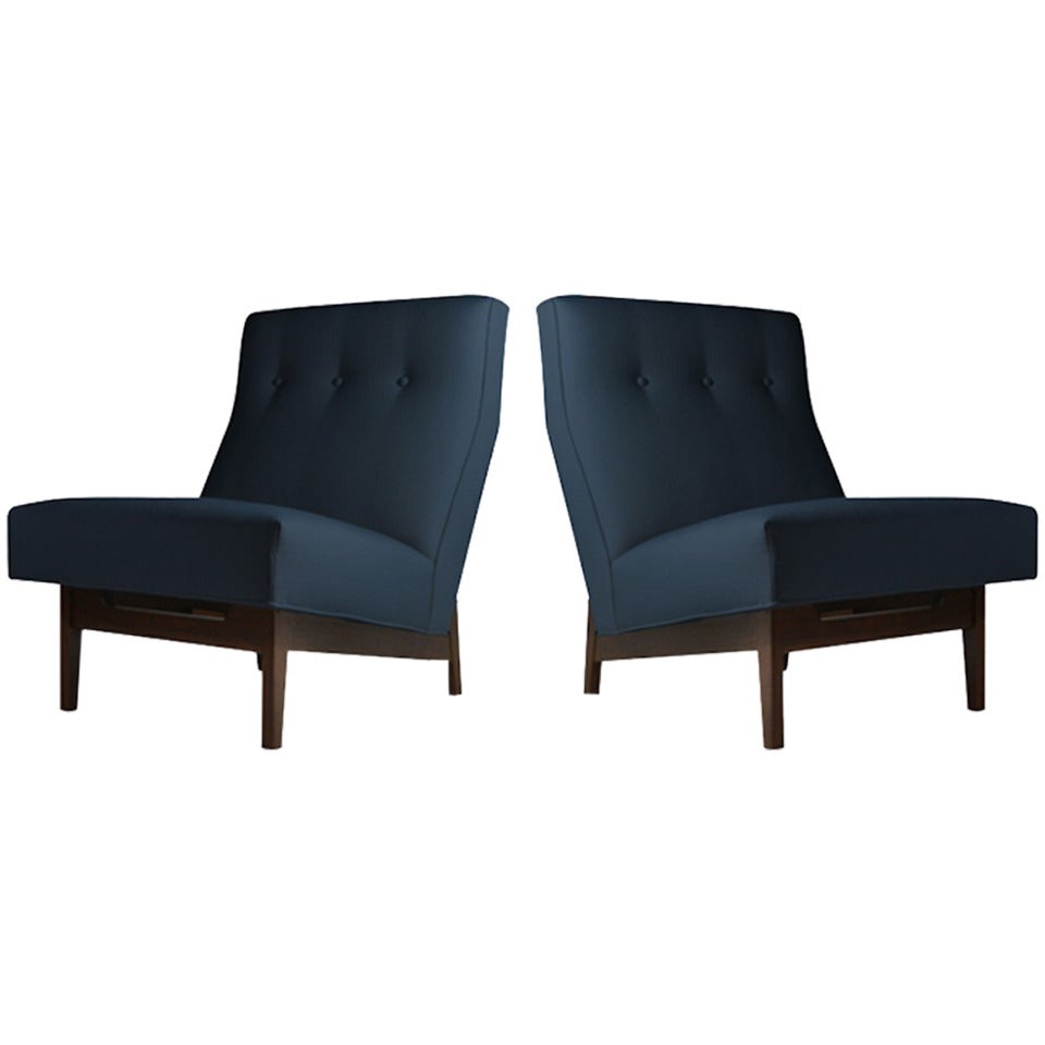 Pair of Floating Jens Risom Slipper or Lounge Chairs