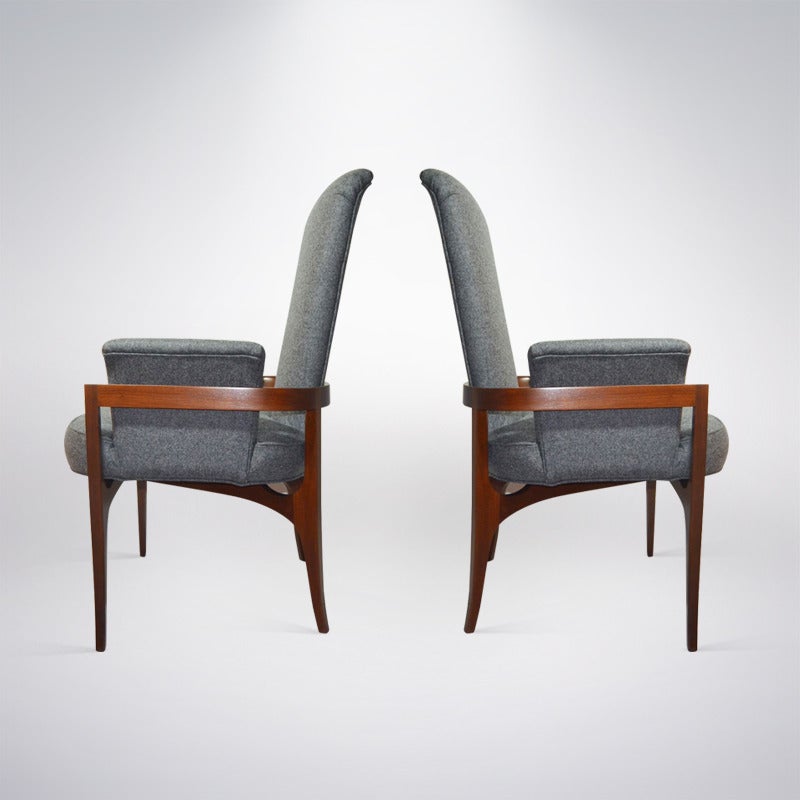 American Pair of Sculptural Armchairs by James Mont