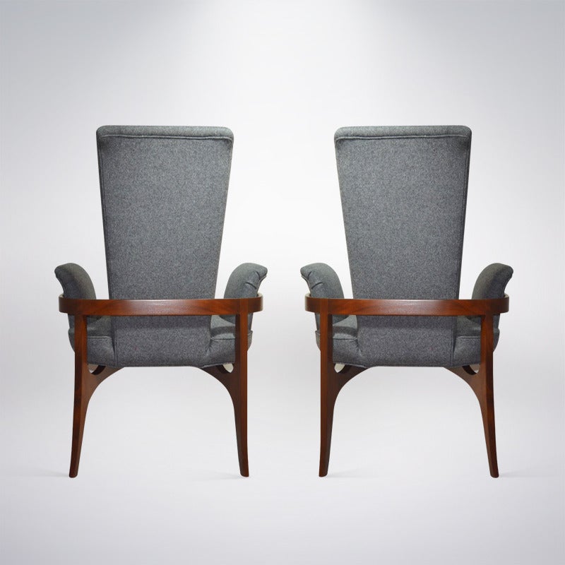 20th Century Pair of Sculptural Armchairs by James Mont