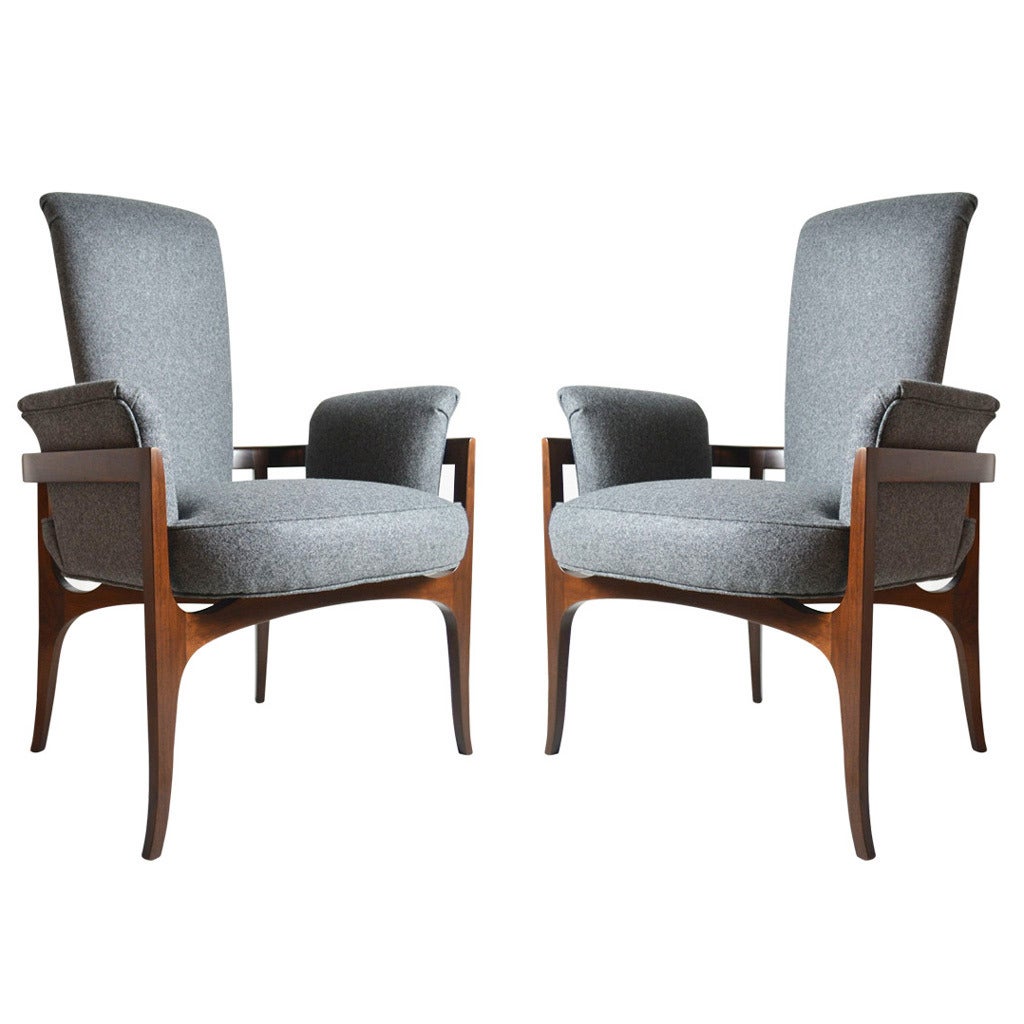 Pair of Sculptural Armchairs by James Mont