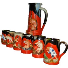 Set of 6 Japanese Mugs and Jug