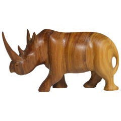 1950s Teak Rhinoceros Sculpture