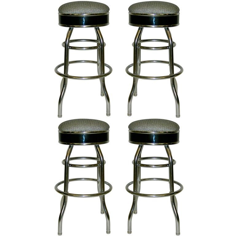 Set of 4 Swivel Bar Stools 1960's at 1stDibs