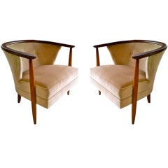 Pair of Sculptural Barrel Back Lounge Chairs - Dunbar