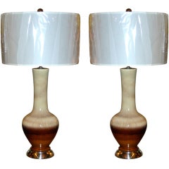 Pair of Mid-century Glazed Ceramic Table Lamps