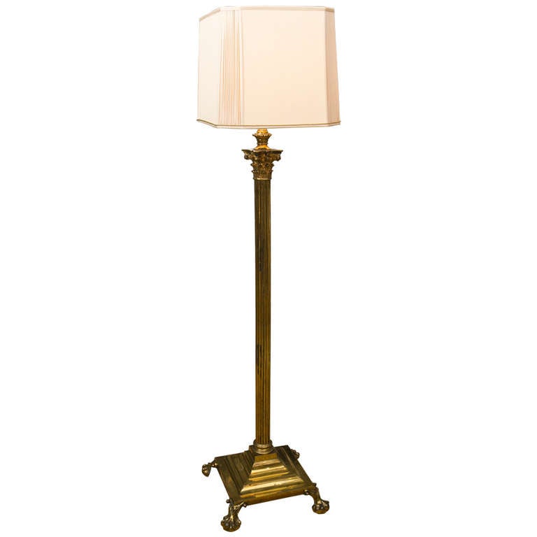 Antique Neoclassical Style Corinthian Column Floor Lamp