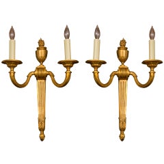 Classical French Neoclassical  Style Gilt Bronze Sconce Pair