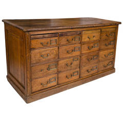 Antique British Solid Oak Library or Postal Cabinet