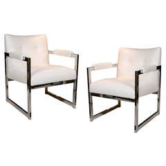 Pair of Mid-Century Armchairs in the Style of Milo Baughman
