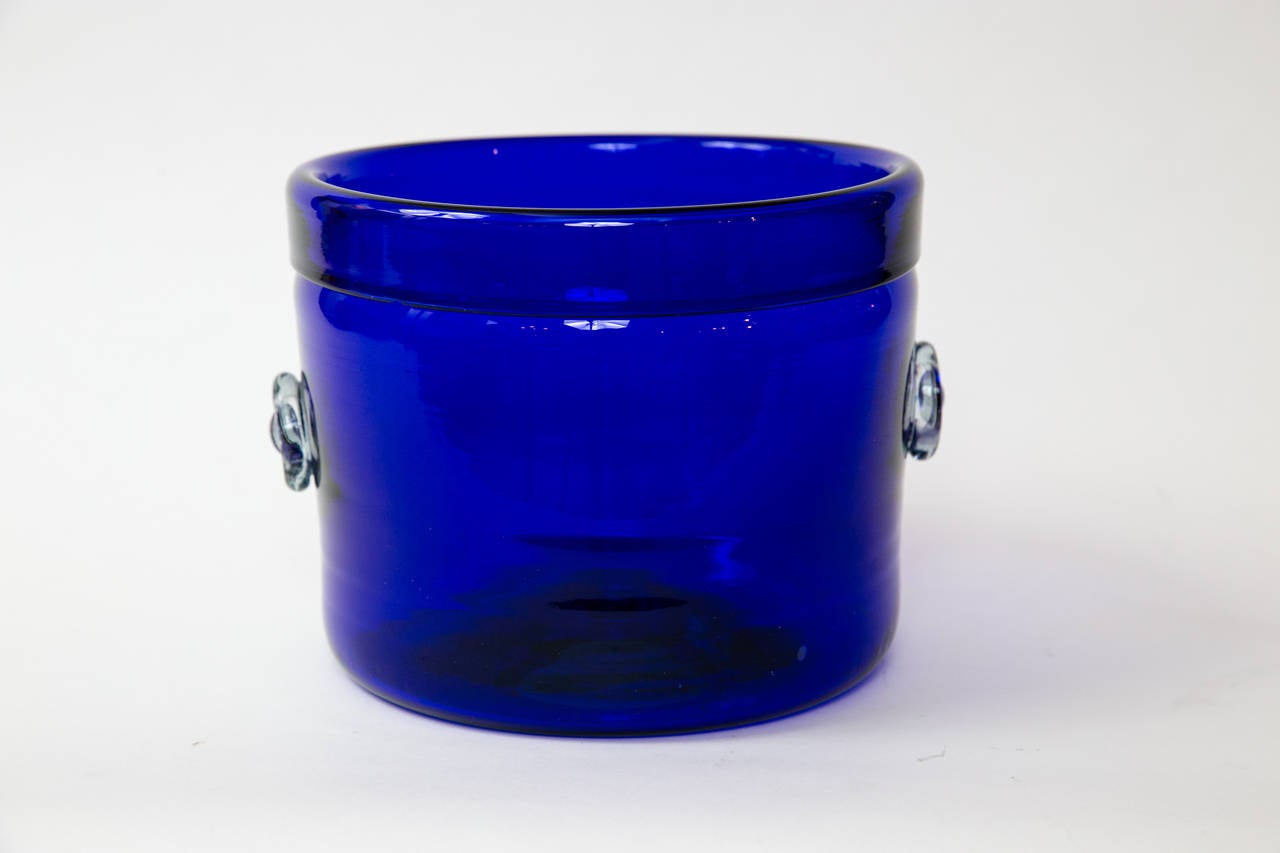 Pure cobalt blue hand-fashioned cooler or bucket from Italy. As useful as it is lovely, with nice weight and clear button handles.