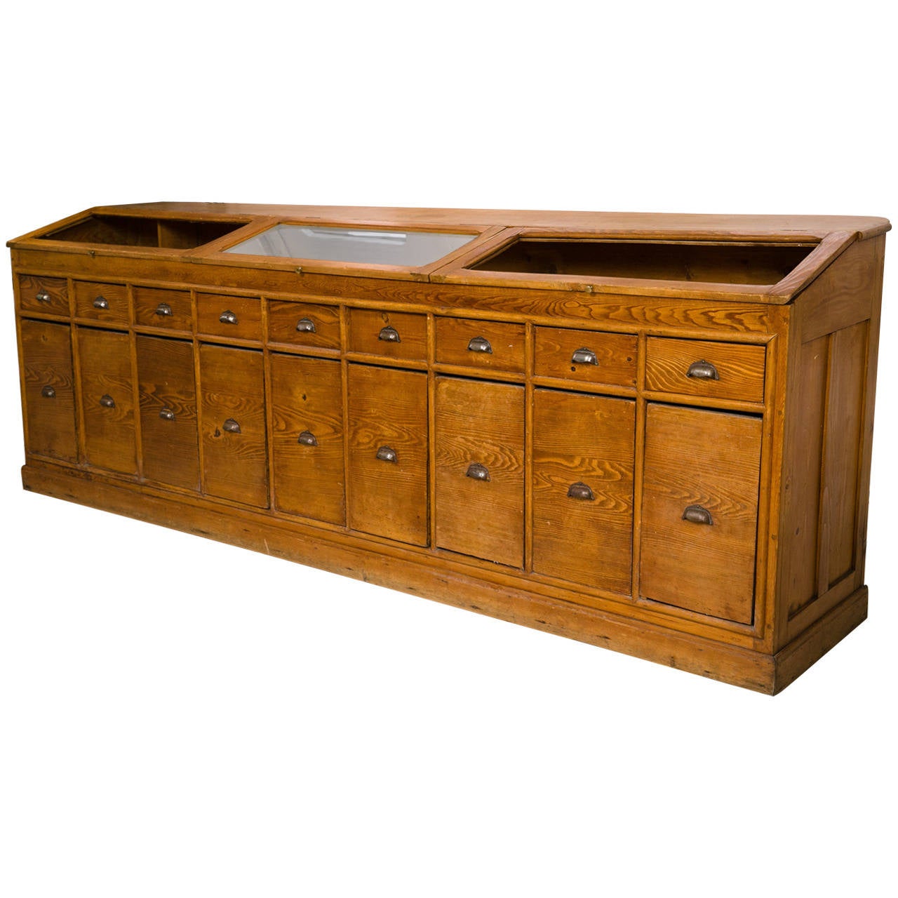 Antique French Angled Top Display or Shop Counter at 1stdibs