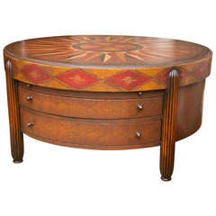 British Colonial Style Leather Compass Table