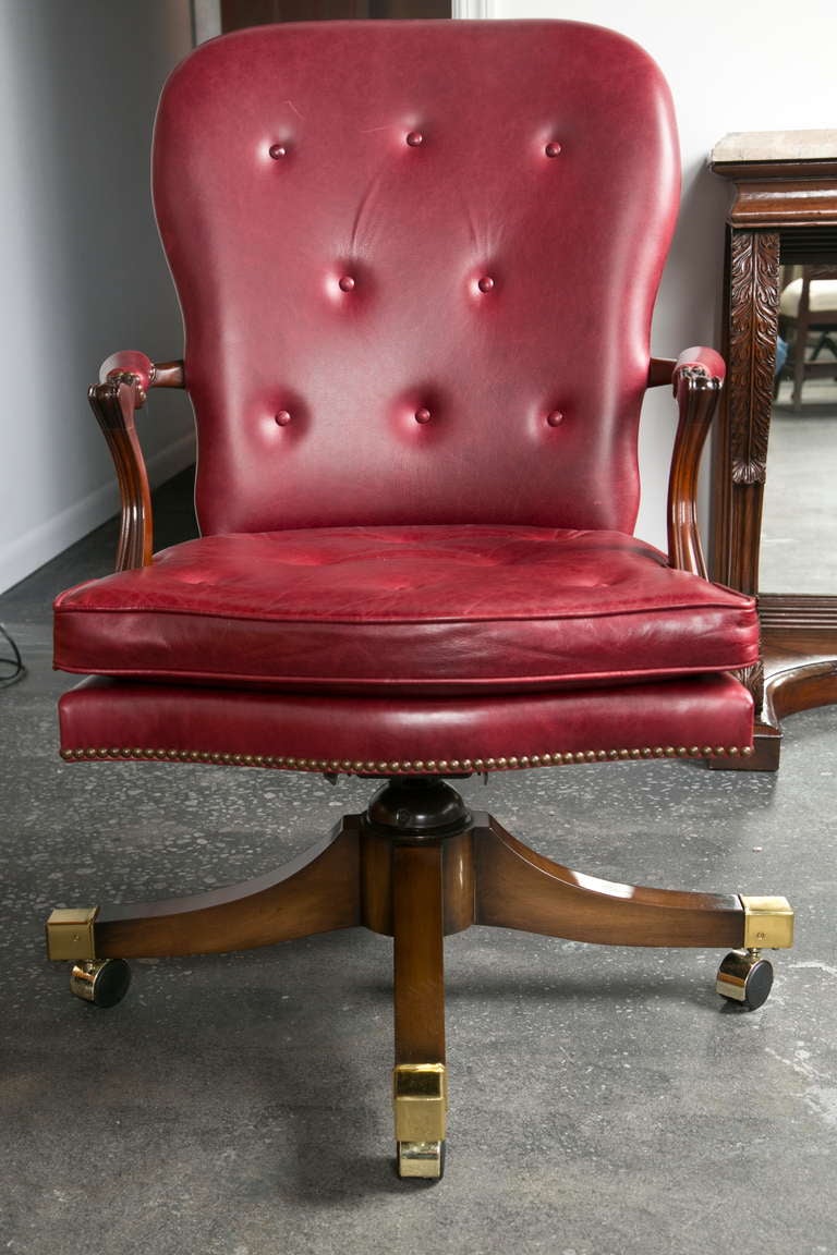Edwardian Fine Vintage Leather Desk Chair