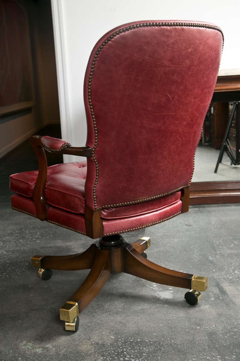 Wood Fine Vintage Leather Desk Chair