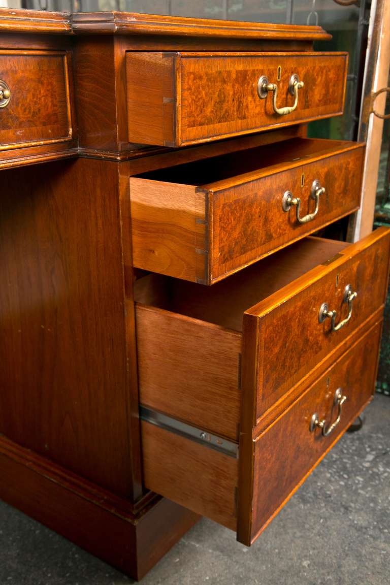 American Neoclassical Style Burl Yew Wood Desk