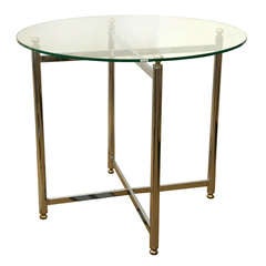 Mid-Century Chrome and Brass Accent Table